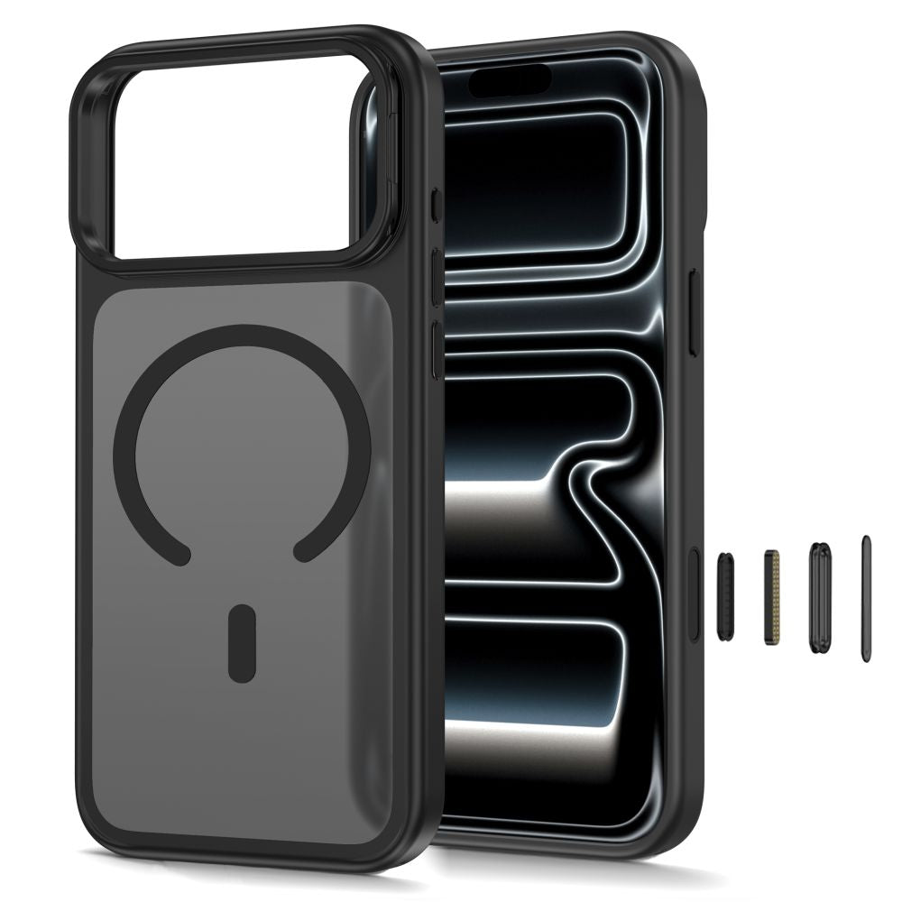 Dėklas Tech-Protect MagStand MagSafe CC iPhone 17 Pro / 18 Pro, matinis juodas -- iPhone 17 Pro, iPhone 18 Pro