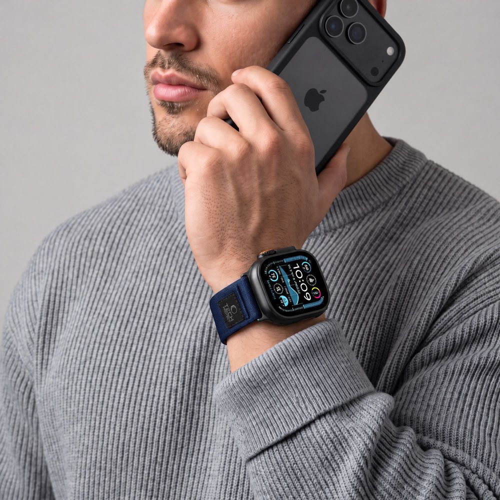 Dirželis Tech-Protect Nylon Elite Apple Watch 8 / 9 / 10 / 11 / 12 / SE / Ultra (44 / 45 / 46 / 49 mm), tamsiai...