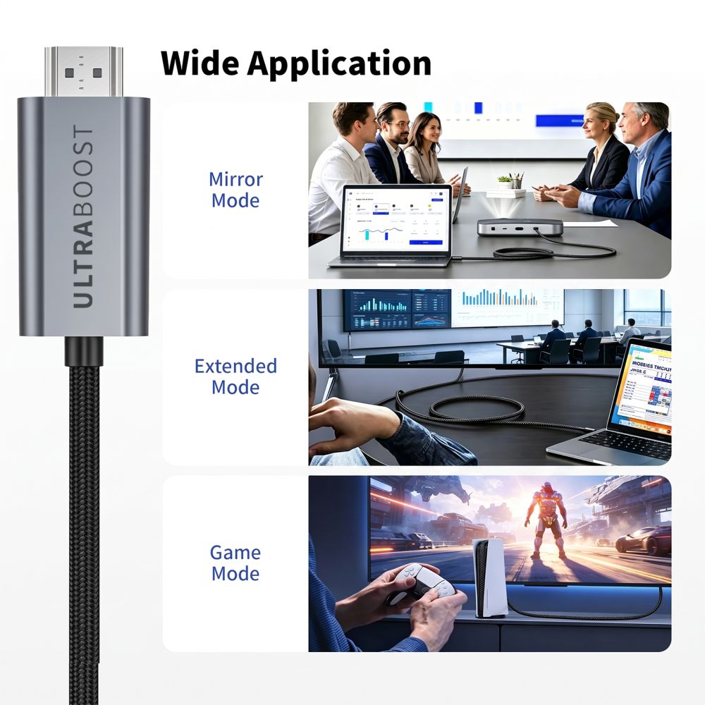 Kabelis Tech-Protect UltraBoost USB-C į HDMI 2.1 8K 60 Hz 300 cm, pilkas -- Uncategorized