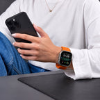Dirželis Tech-Protect Silicone Line Apple Watch 8 / 9 / 10 / 11 / 12 / SE / Ultra (44 / 45 / 46 / 49 mm), oranžinis --...