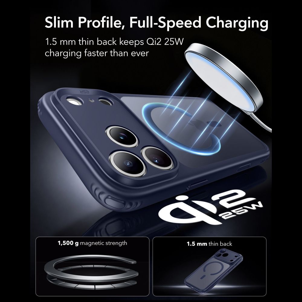 Dėklas ESR Classic Hybrid MagSafe iPhone 17 Pro Max / 18 Pro Max, matinis mėlynas -- iPhone 17 Pro Max, iPhone 18 Pro Max