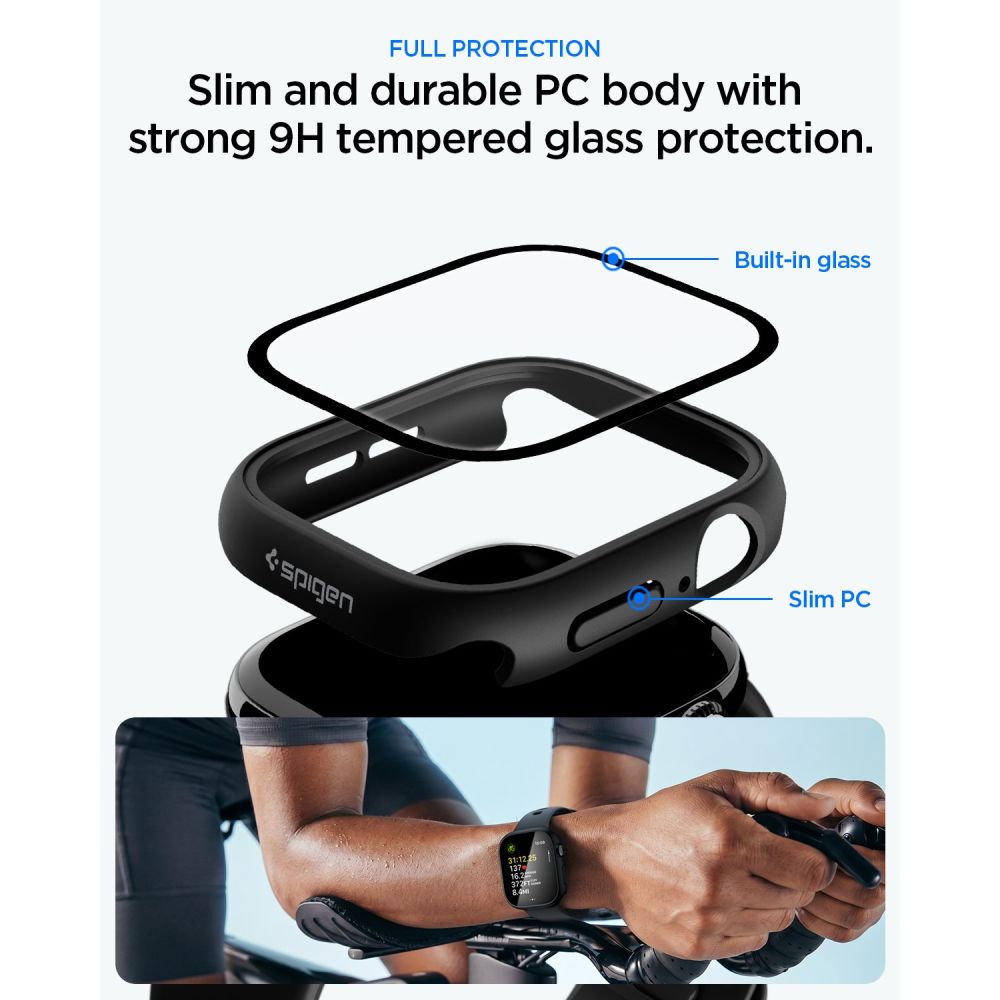 Dėklas Spigen Thin Fit 360 Apple Watch 10 / 11 (46 mm), juodas -- Apple Watch 10 (46 mm), Apple Watch 11 (46 mm)
