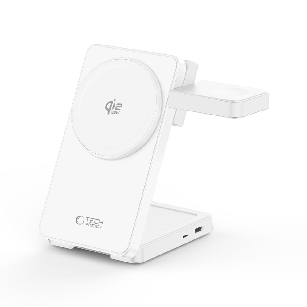 Kroviklis Tech-Protect A56 3in1 MagSafe Qi2.2 25W, baltas -- TECH-PROTECT//Akcesoria//Ładowarki Magsafe
