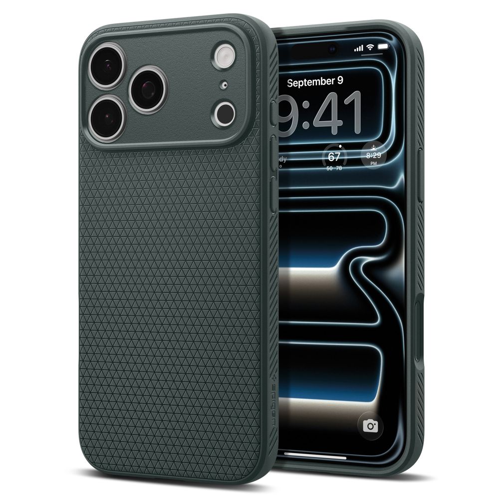 Dėklas Spigen Liquid Air iPhone 17 Pro / 18 Pro, tamsiai žalias -- iPhone 17 Pro, iPhone 18 Pro
