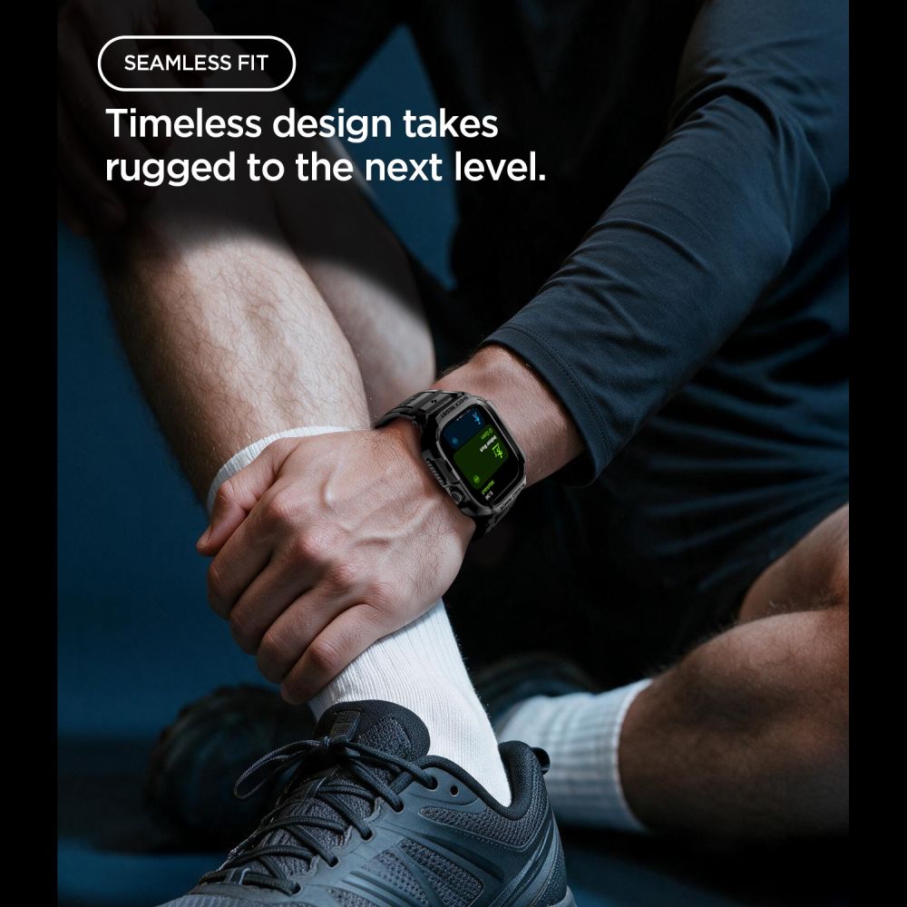 Dirželis su dėklu Apple Watch 12 (46 mm) Spigen Rugged Armor Pro, matinis juodas -- Apple Watch 12 (46 mm)