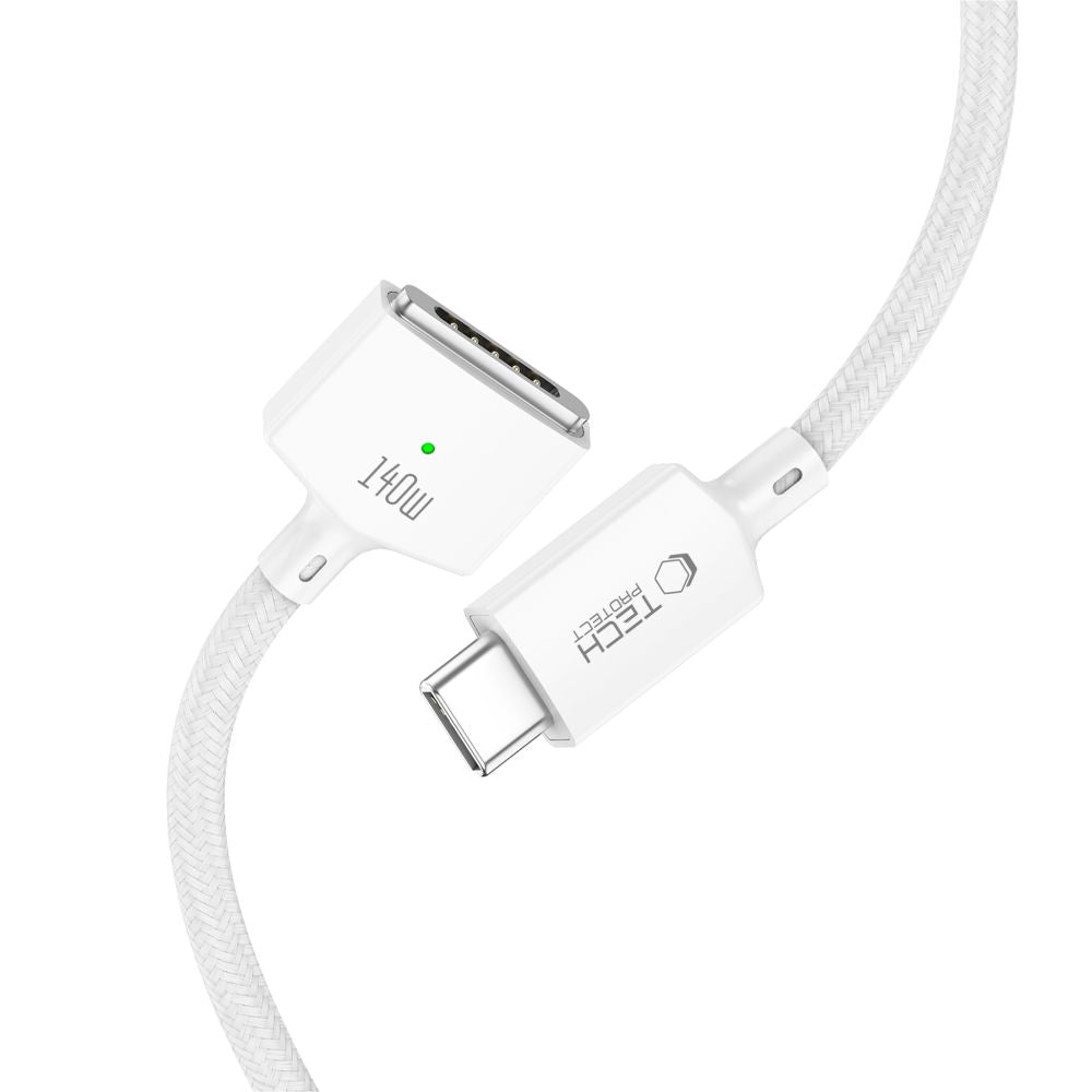 Kabelis Tech-Protect MMC01 Ultraboost USB-C - MagSafe 3, 140W, 300 cm, baltas -- MacBook