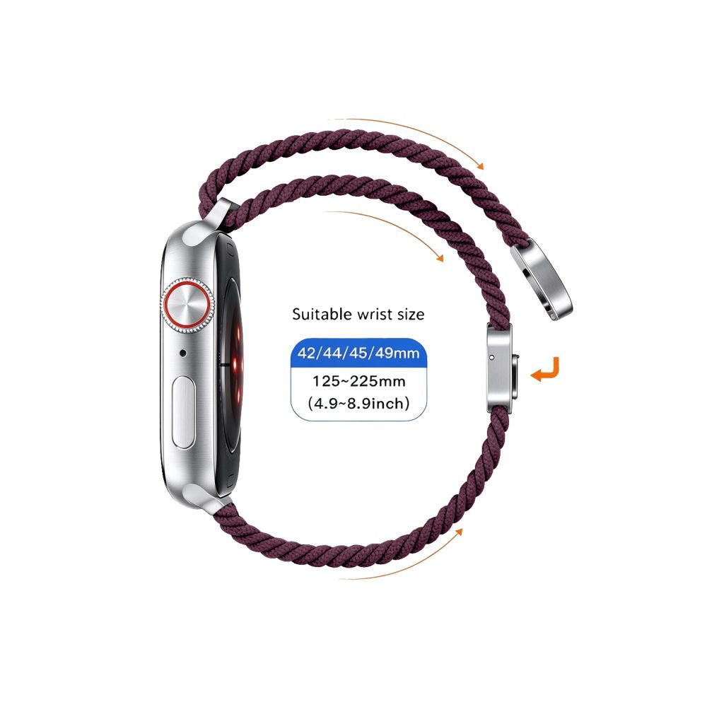 Dirželis Tech-Protect NylonMag Apple Watch 8 / 9 / 10 / 11 / 12 / SE / Ultra (44 / 45 / 46 / 49 mm), tamsiai bordo --...