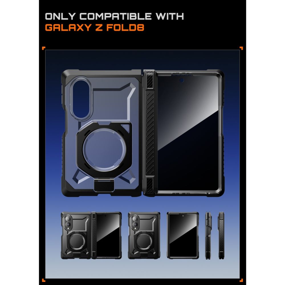 Dėklas Supcase UB Grip Mag MagSafe Galaxy Z Fold 8 su privatumo apsauginiu stiklu, juodas -- Galaxy Z Fold 8