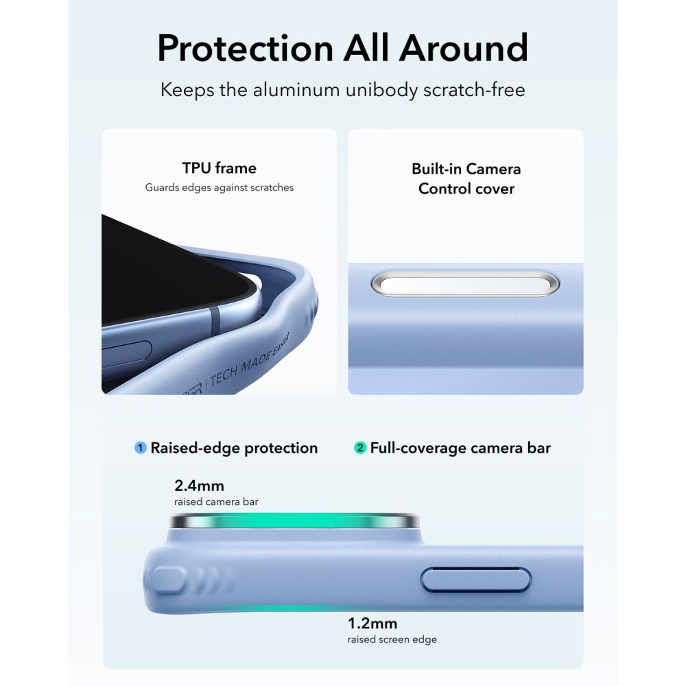 Dėklas ESR Classic Hybrid Kickstand MagSafe iPhone 17 Pro Max / 18 Pro Max, matinis šviesiai mėlynas -- iPhone 17 Pro...