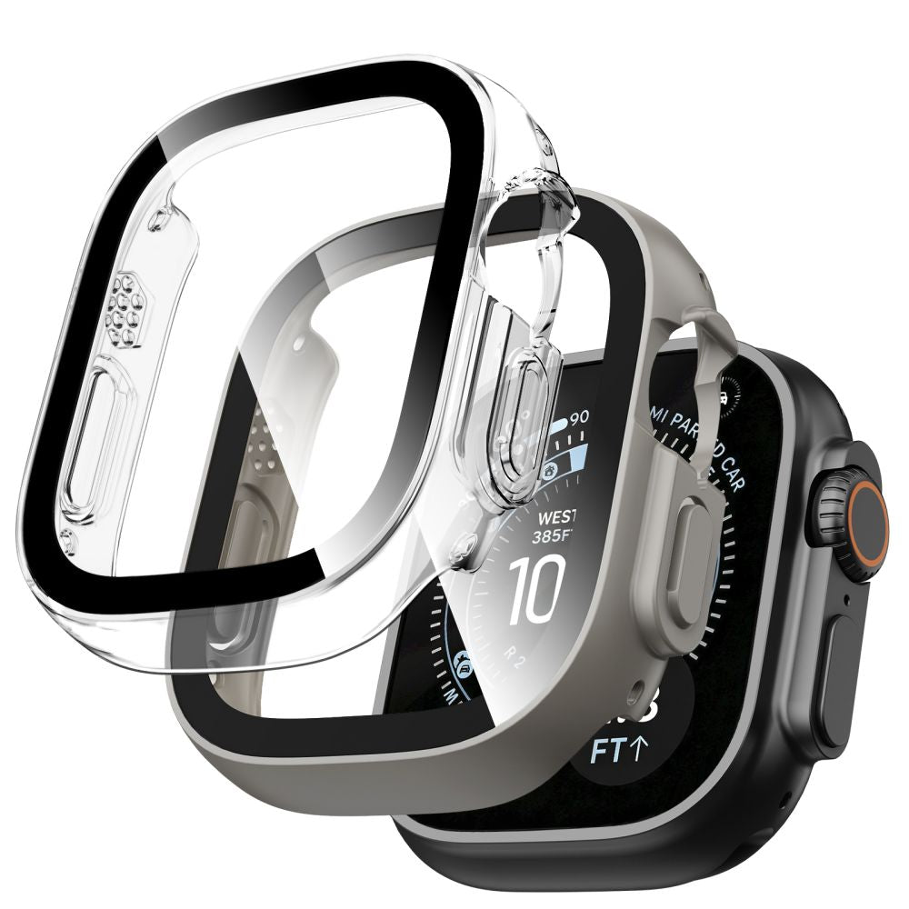 Dėklų rinkinys Tech-Protect Defense Apple Watch Ultra 1 / 2 / 3 / 4 (49 mm), 2 vnt., titano spalvos ir skaidrus -- Apple...