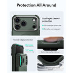 Dėklas ESR Cyber Tough Kickstand MagSafe iPhone 17 Pro / 18 Pro, žalias -- iPhone 17 Pro, iPhone 18 Pro