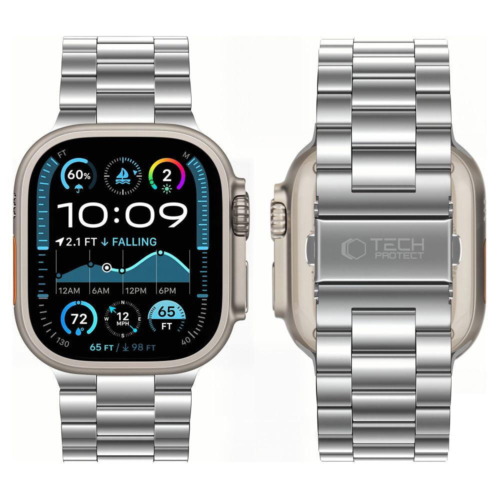 Dirželis Tech-Protect Stainless Apple Watch 8 / 9 / 10 / 11 / 12 / SE / Ultra (44 / 45 / 46 / 49 mm), sidabrinis -- Apple...