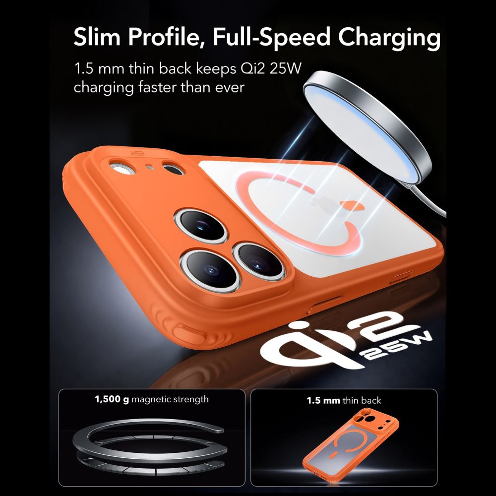 Dėklas ESR Classic Hybrid MagSafe iPhone 17 Pro Max / 18 Pro Max, matinis oranžinis -- iPhone 17 Pro Max, iPhone 18 Pro Max