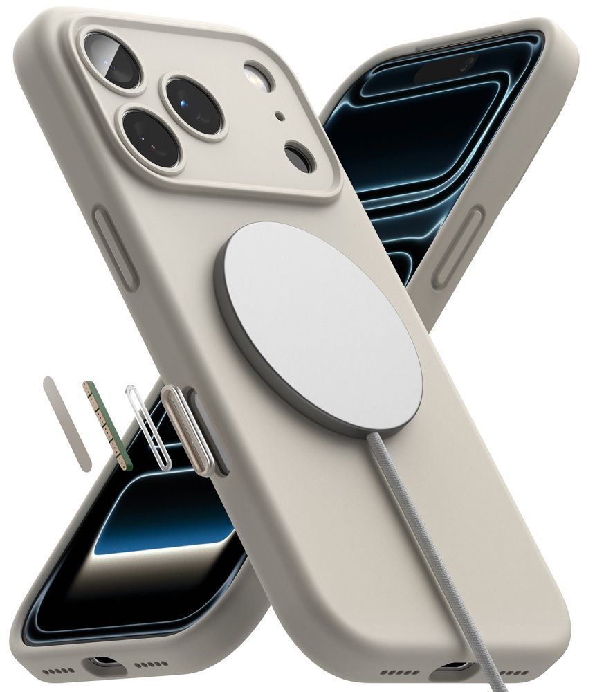 Dėklas Ringke Silicone Magnetic MagSafe iPhone 17 Pro Max / 18 Pro Max, akmens pilkas -- iPhone 17 Pro Max, iPhone 18 Pro Max