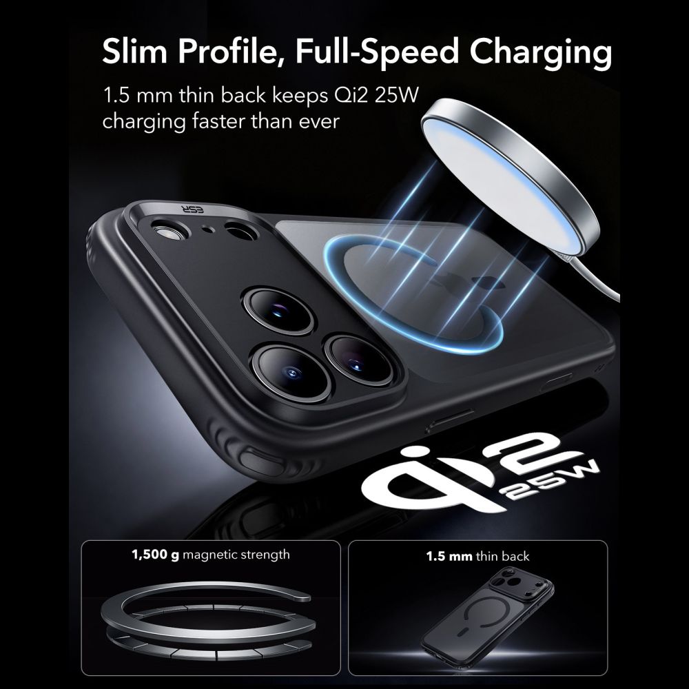 Dėklas ESR Classic Hybrid MagSafe iPhone 17 Pro Max / 18 Pro Max, matinis juodas -- iPhone 17 Pro Max, iPhone 18 Pro Max