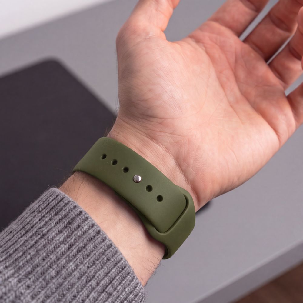 Dirželis Tech-Protect Silicone Apple Watch 8 / 9 / 10 / 11 / 12 / SE / Ultra (44 / 45 / 46 / 49 mm), alyvuogių žalias --...