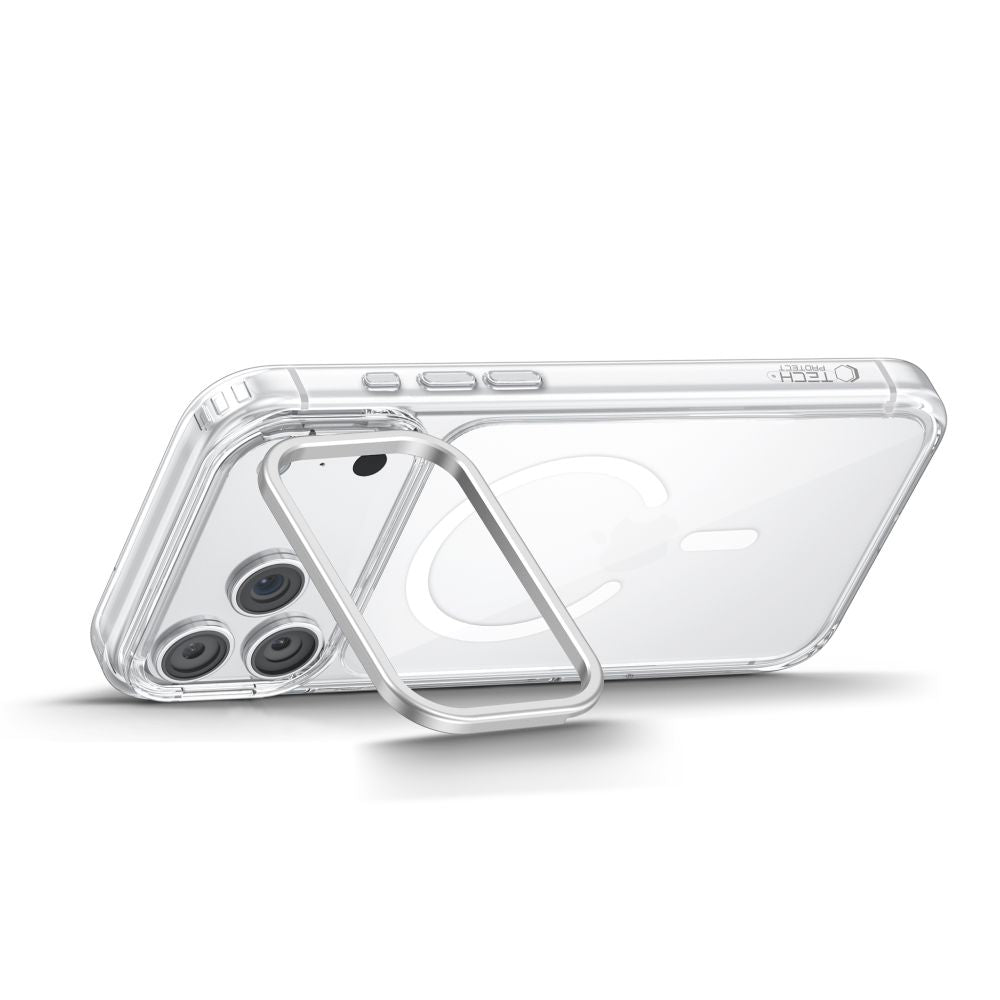Dėklas Tech-Protect MagStand MagSafe CC iPhone 17 Pro / 18 Pro, skaidrus -- iPhone 17 Pro, iPhone 18 Pro