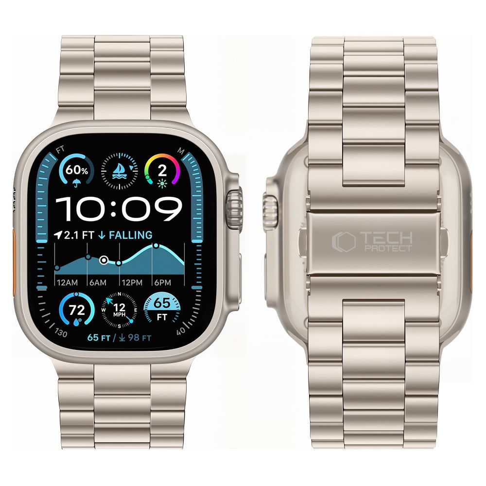 Dirželis Tech-Protect Stainless Apple Watch 8 / 9 / 10 / 11 / 12 / SE / Ultra (44 / 45 / 46 / 49 mm), Starlight...