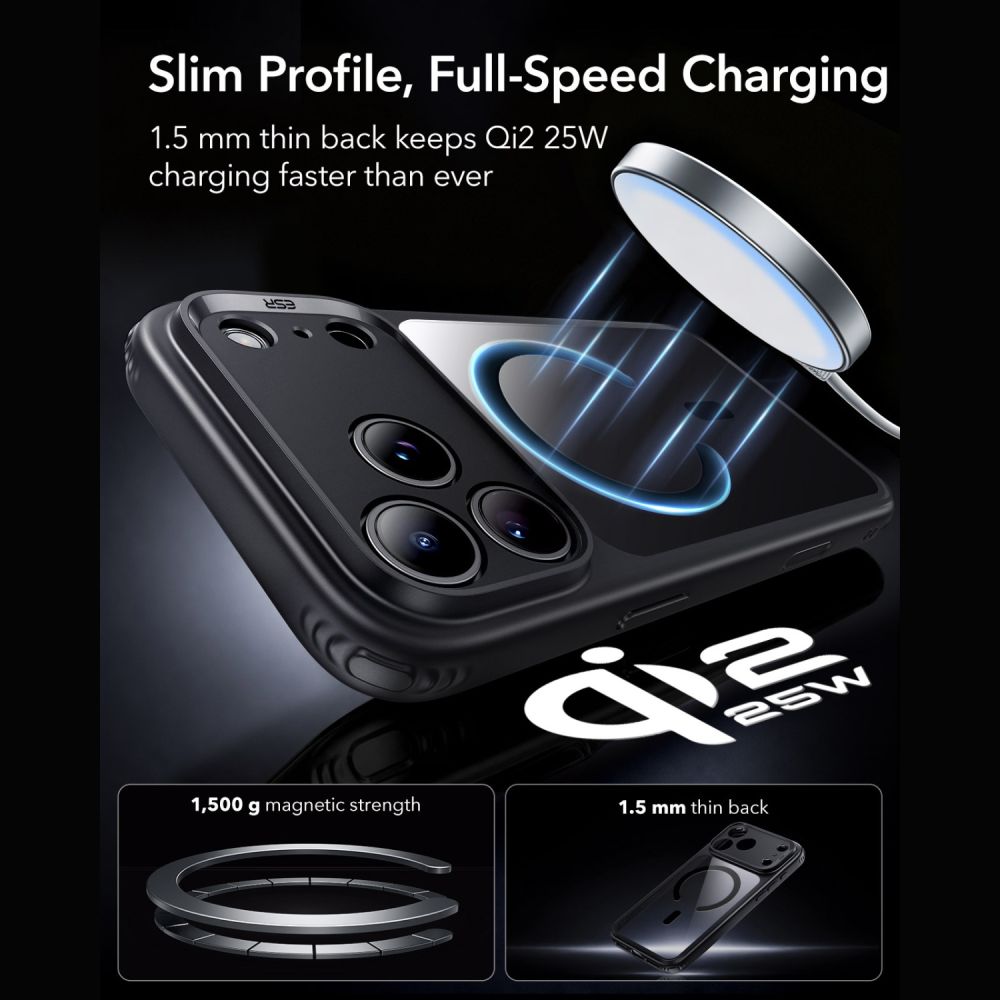 Dėklas ESR Classic Hybrid MagSafe iPhone 17 Pro / 18 Pro, skaidrus/juodas -- iPhone 17 Pro, iPhone 18 Pro