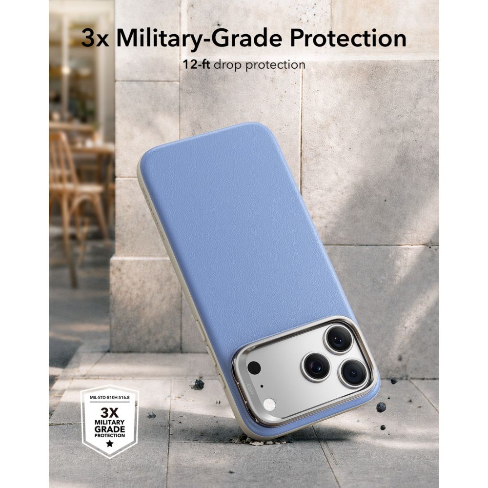 Dėklas ESR Leather Kickstand MagSafe iPhone 17 Pro / 18 Pro, šviesiai mėlynas -- iPhone 17 Pro, iPhone 18 Pro