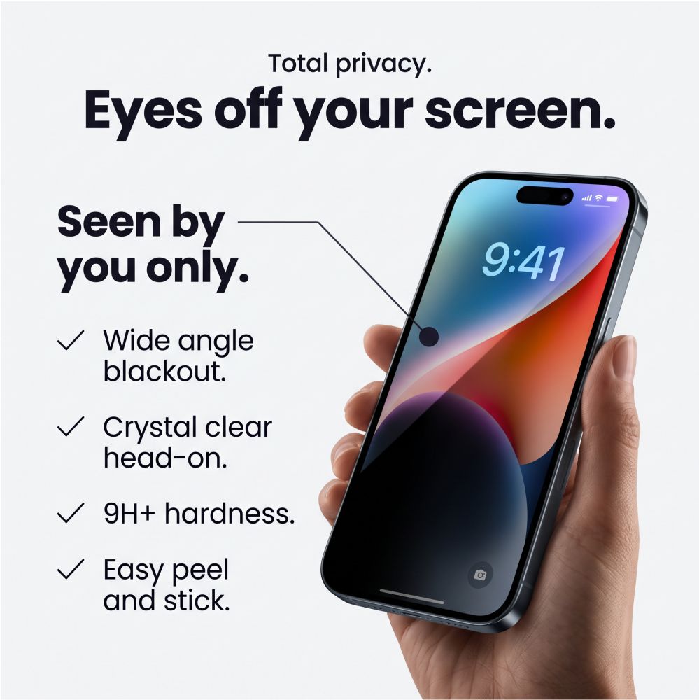 Apsauginis stiklas Tech-Protect Glass SPY+ Privacy, iPhone 18 Pro, 2 vnt. -- iPhone 18 Pro