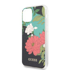 Guess dėklas iPhone 11 Pro Max – juodas, gėlių motyvas -- iPhone 11 Pro Max