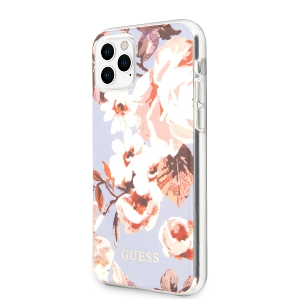 Guess dėklas iPhone 11 Pro Max – alyvinis, gėlių motyvas -- iPhone 11 Pro Max