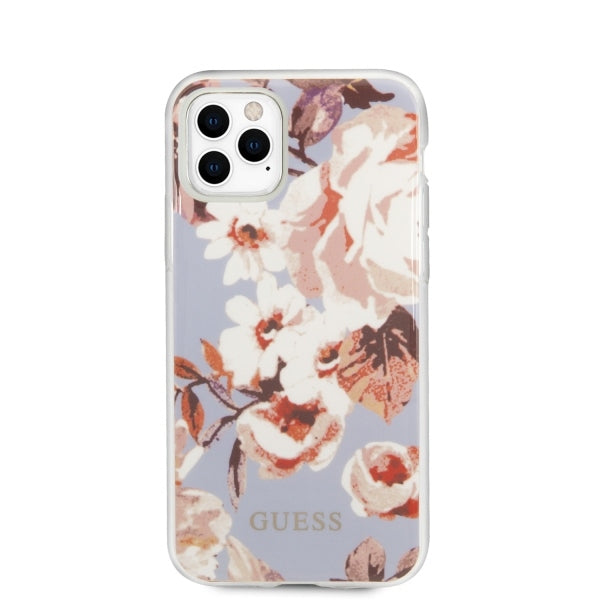 Guess dėklas iPhone 11 Pro Max – alyvinis, gėlių motyvas -- iPhone 11 Pro Max