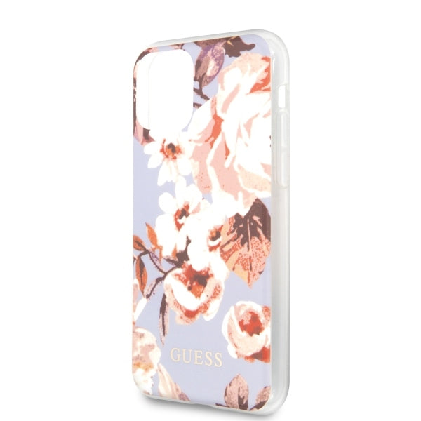 Guess dėklas iPhone 11 Pro Max – alyvinis, gėlių motyvas -- iPhone 11 Pro Max