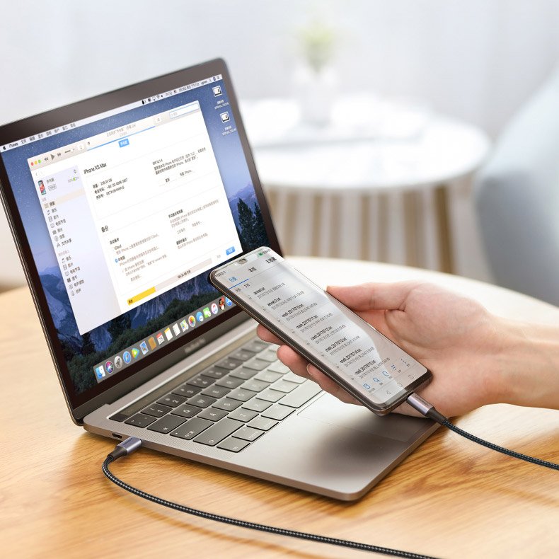 Ugreen US316 70427 USB-C - USB-C PD QC FCP kabelis 100W 5A 480Mb/s 1m - pilka -- Cell phone cables