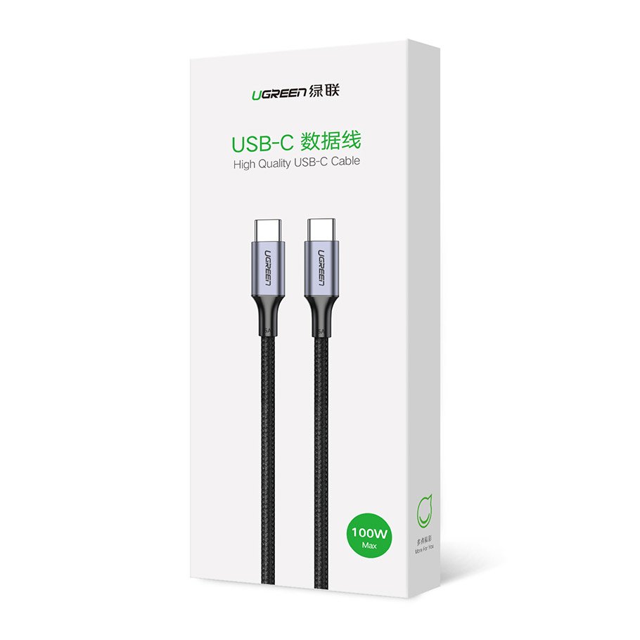 Ugreen US316 70427 USB-C - USB-C PD QC FCP kabelis 100W 5A 480Mb/s 1m - pilka -- Cell phone cables