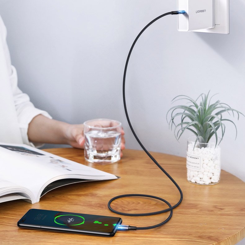 Ugreen US316 70427 USB-C - USB-C PD QC FCP kabelis 100W 5A 480Mb/s 1m - pilka -- Cell phone cables