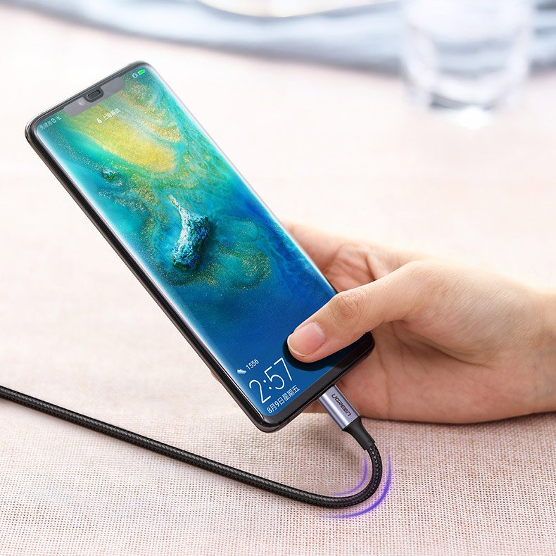 Ugreen US316 70427 USB-C - USB-C PD QC FCP kabelis 100W 5A 480Mb/s 1m - pilka -- Cell phone cables