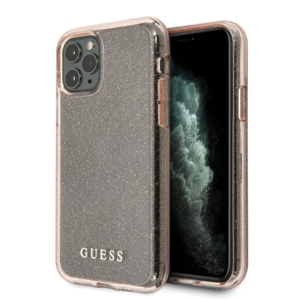 Guess dėklas iPhone 11 Pro – rožinis, blizgučiai -- iPhone 11 Pro