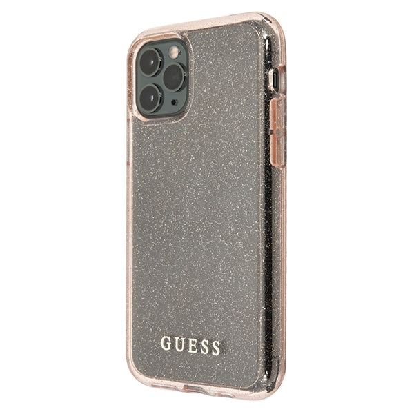 Guess dėklas iPhone 11 Pro – rožinis, blizgučiai -- iPhone 11 Pro