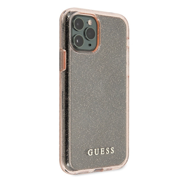 Guess dėklas iPhone 11 Pro – rožinis, blizgučiai -- iPhone 11 Pro