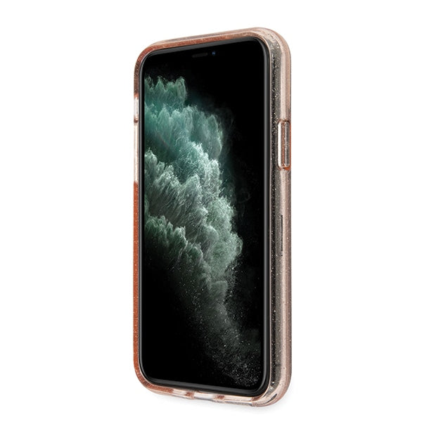 Guess dėklas iPhone 11 Pro – rožinis, blizgučiai -- iPhone 11 Pro