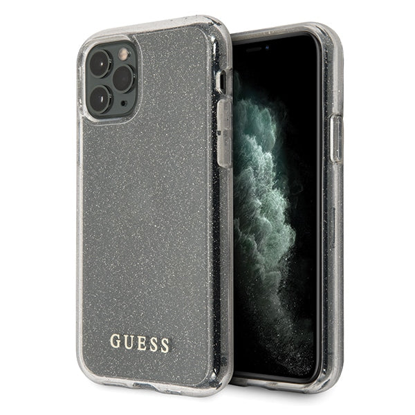 Guess dėklas iPhone 11 Pro – sidabrinis su blizgučiais -- iPhone 11 Pro