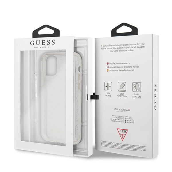 Guess dėklas iPhone 11 Pro – sidabrinis su blizgučiais -- iPhone 11 Pro