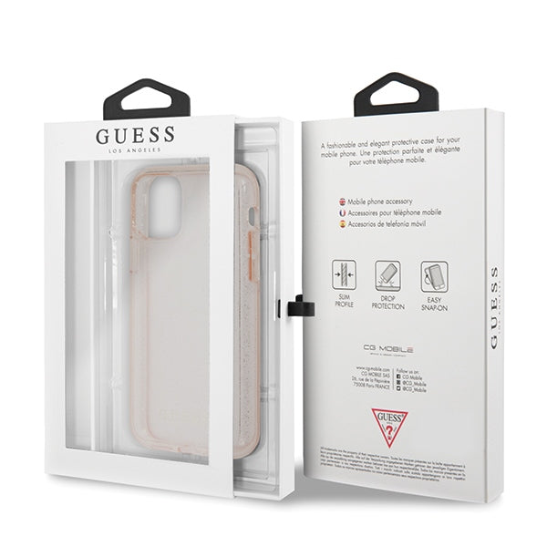 Guess Glitter dėklas iPhone 11 Pro Max – rožinis -- iPhone 11 Pro Max