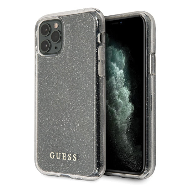 Guess dėklas iPhone 11 Pro Max – sidabrinis, blizgus -- iPhone 11 Pro Max