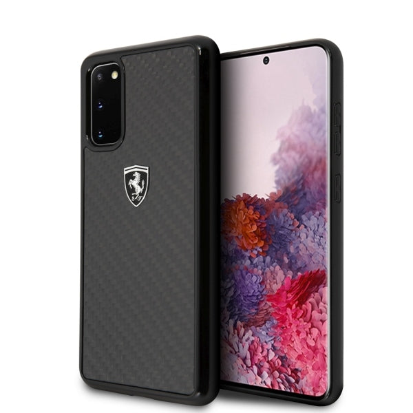 Ferrari anglies pluošto dėklas Samsung Galaxy S20 – juodas -- Samsung Galaxy S20