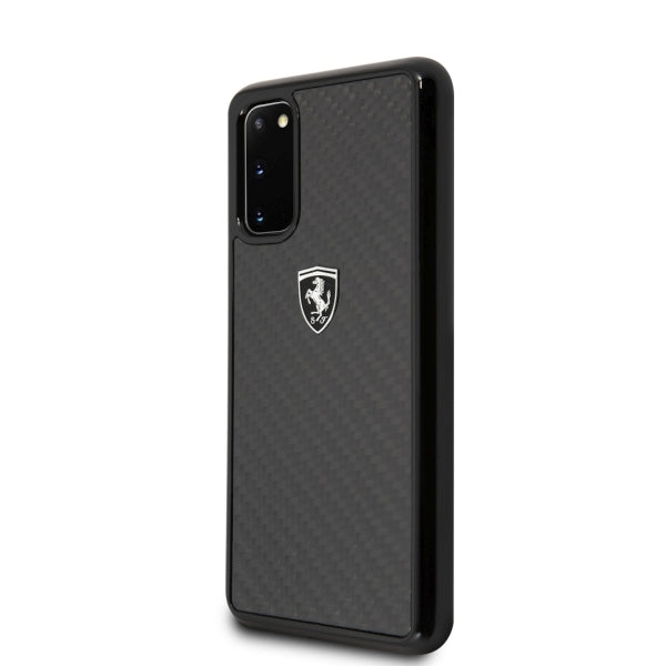 Ferrari anglies pluošto dėklas Samsung Galaxy S20 – juodas -- Samsung Galaxy S20