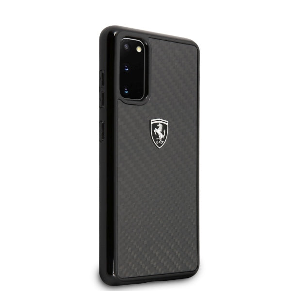 Ferrari anglies pluošto dėklas Samsung Galaxy S20 – juodas -- Samsung Galaxy S20