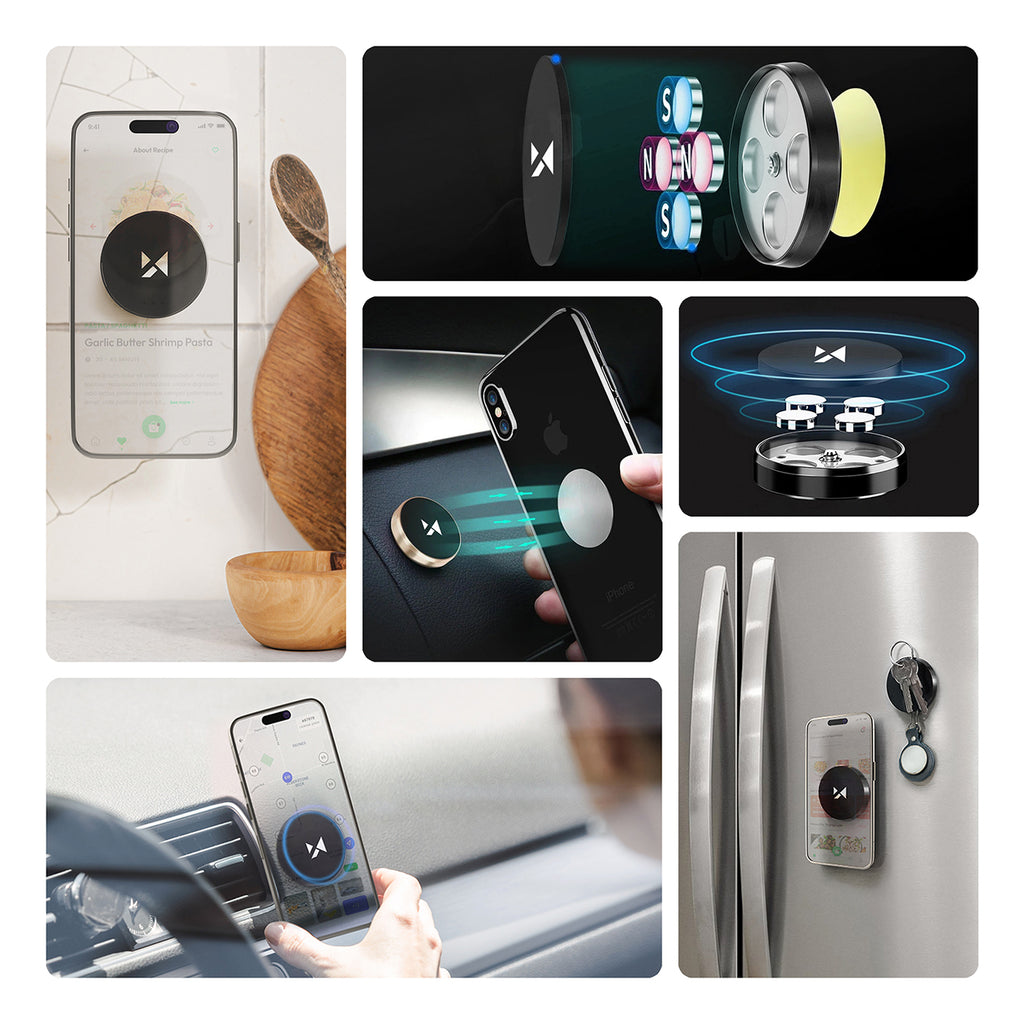 Wozinsky WMH-02 lipnus magnetinis automobilinis laikiklis prietaisų skydeliui, juodas