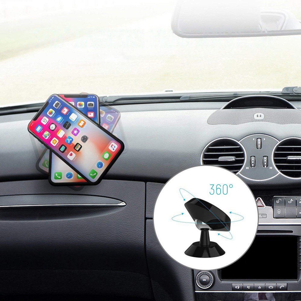 Wozinsky WMH-05 magnetinis automobilinis laikiklis prietaisų skydeliui 360, lipnus, juodas