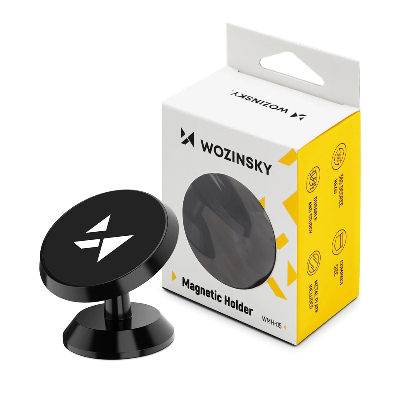 Wozinsky WMH-05 magnetinis automobilinis laikiklis prietaisų skydeliui 360, lipnus, juodas