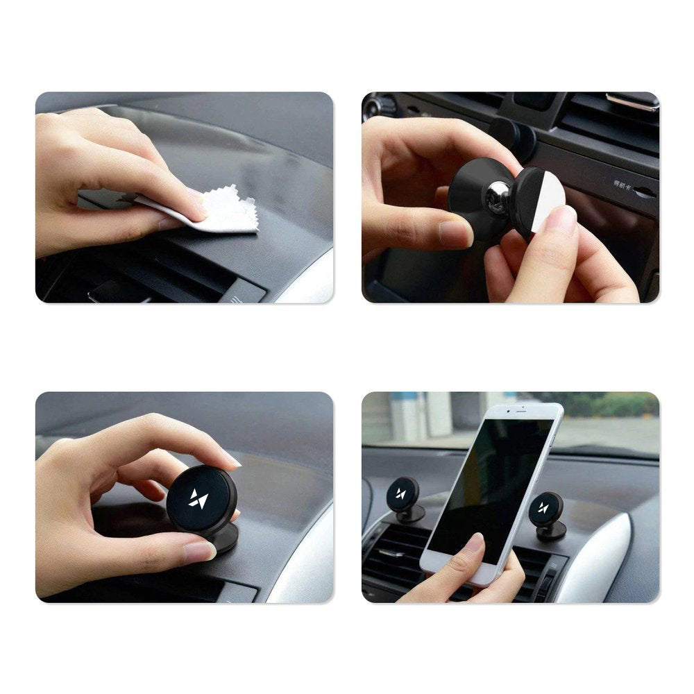Wozinsky WMH-05 magnetinis automobilinis laikiklis prietaisų skydeliui 360, lipnus, juodas