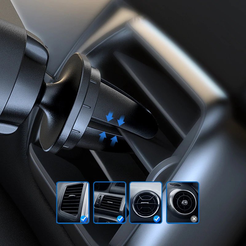 Wozinsky WCH-05 gravitacinis automobilinis telefono laikiklis oro ventiliacijos angai, juodas