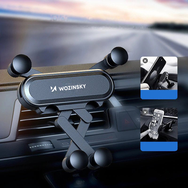 Wozinsky WCH-05 gravitacinis automobilinis telefono laikiklis oro ventiliacijos angai, juodas